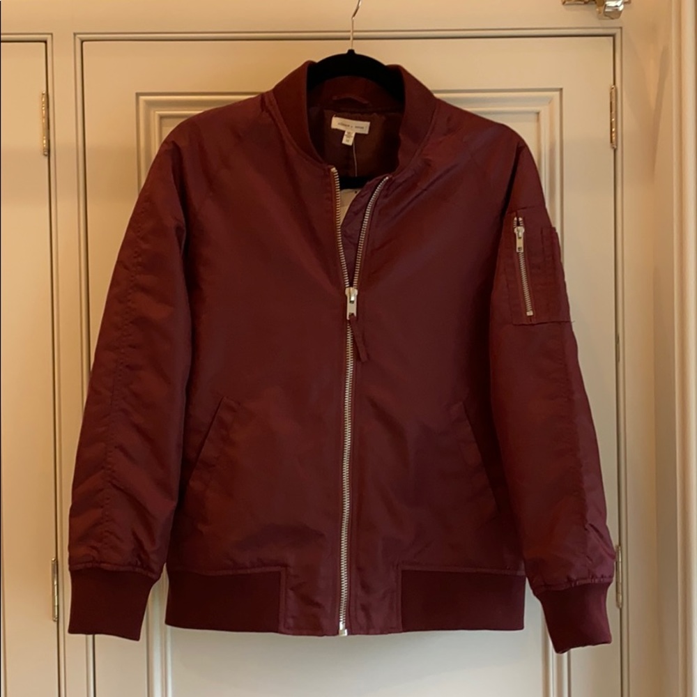 Silence + Noise Bomber Jacket, size M, wine color